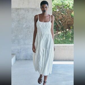 NWT Zara White Jacquard Sundress
